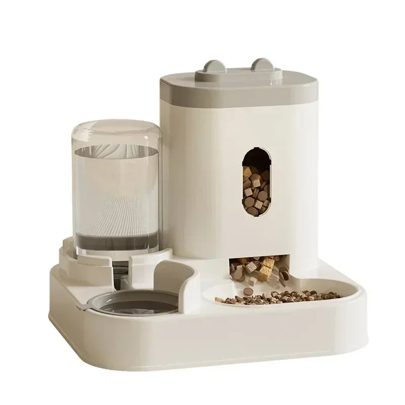 Automatic Cat & Dog Feeder Bowl with Water Fountain – Large Capacity Raised Pet Food & Water Dish Stand Accessories