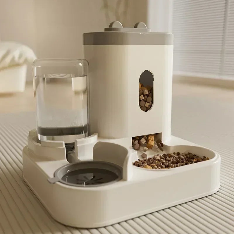 Automatic Cat & Dog Feeder Bowl with Water Fountain – Large Capacity Raised Pet Food & Water Dish Stand Accessories