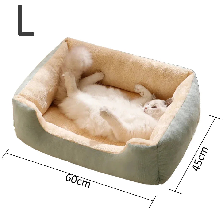 Orthopedic Plush Cat Bed – Soft Anti-Slip Pet Sleeping Cushion for Cats & Small Dogs