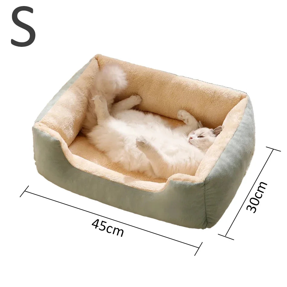 Orthopedic Plush Cat Bed – Soft Anti-Slip Pet Sleeping Cushion for Cats & Small Dogs