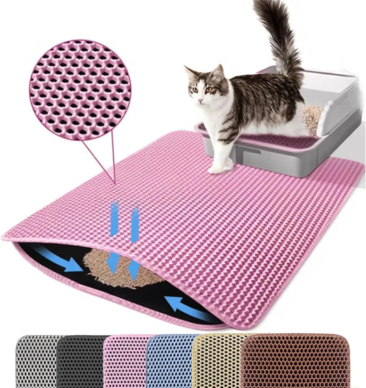 Double Layer Cat Litter Mat – Non-Slip, Waterproof, Wear-Resistant Pet Litter Box Filter Mat