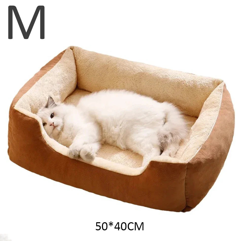 Orthopedic Plush Cat Bed – Soft Anti-Slip Pet Sleeping Cushion for Cats & Small Dogs