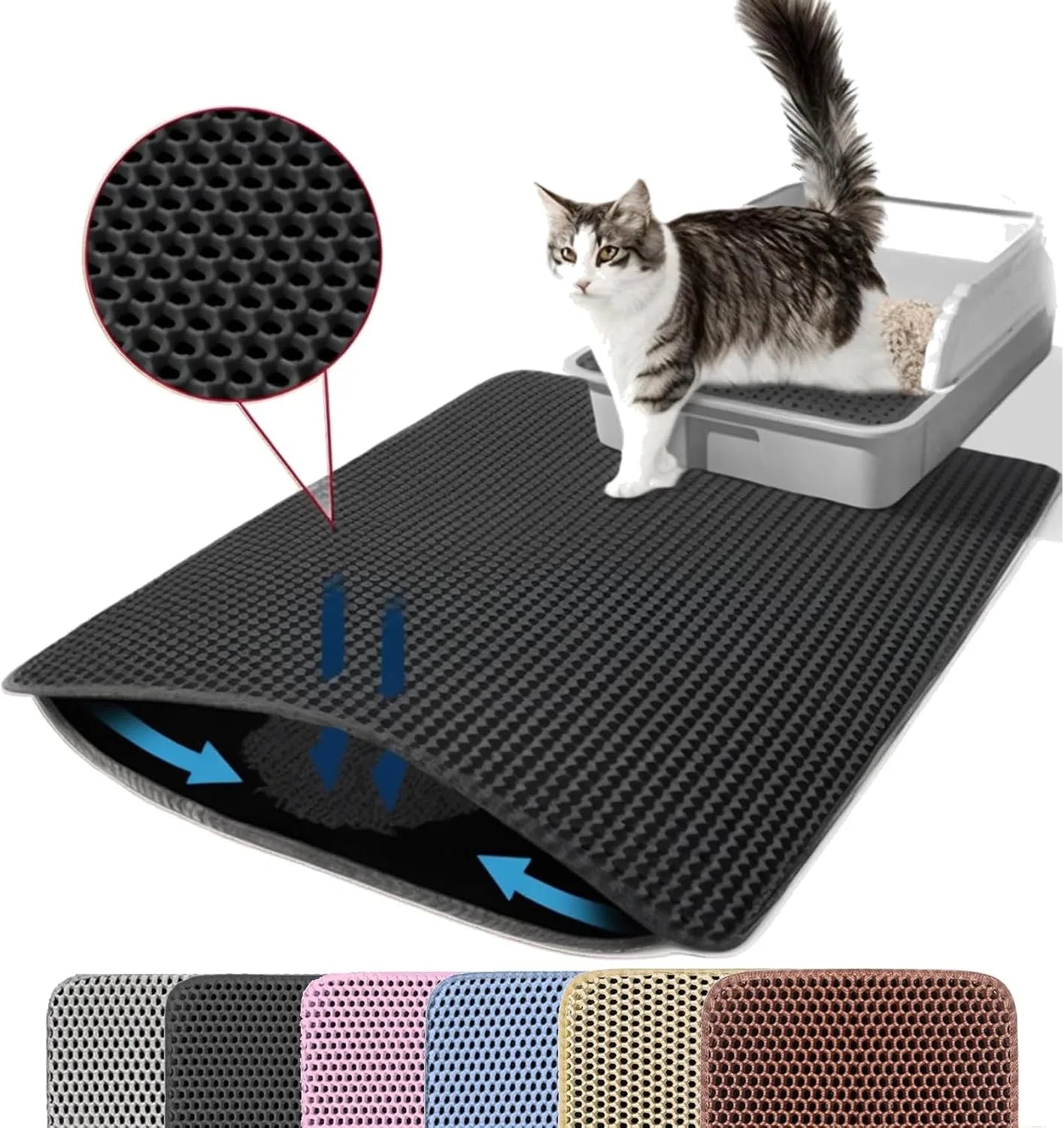 Double Layer Cat Litter Mat – Non-Slip, Waterproof, Wear-Resistant Pet Litter Box Filter Mat