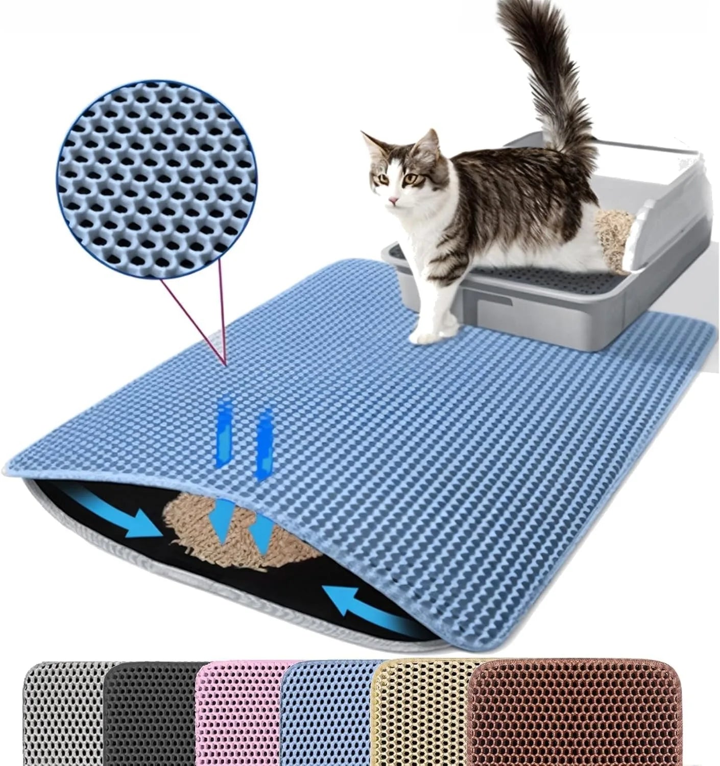 Double Layer Cat Litter Mat – Non-Slip, Waterproof, Wear-Resistant Pet Litter Box Filter Mat