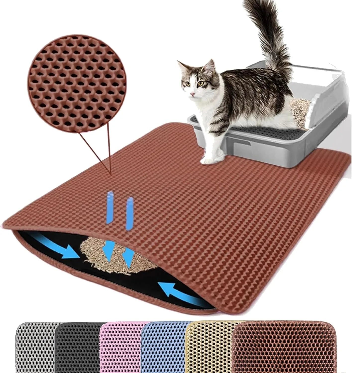 Double Layer Cat Litter Mat – Non-Slip, Waterproof, Wear-Resistant Pet Litter Box Filter Mat