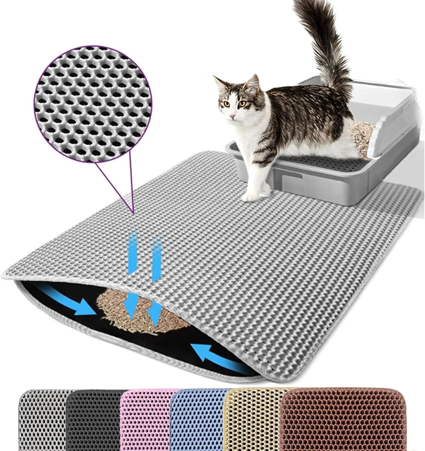 Double Layer Cat Litter Mat – Non-Slip, Waterproof, Wear-Resistant Pet Litter Box Filter Mat