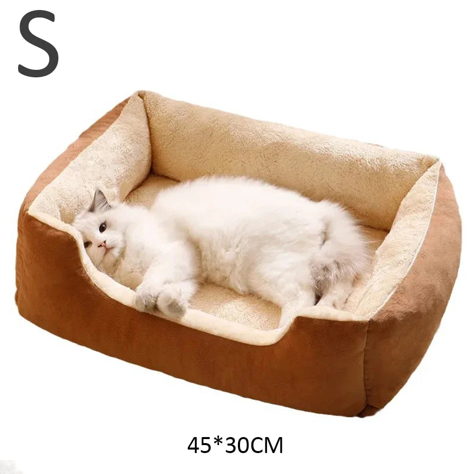 Orthopedic Plush Cat Bed – Soft Anti-Slip Pet Sleeping Cushion for Cats & Small Dogs